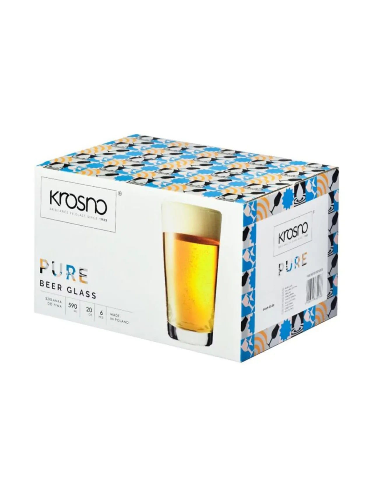 Lasit<Krosno Olutlasi Pure 590ml (6kpl)