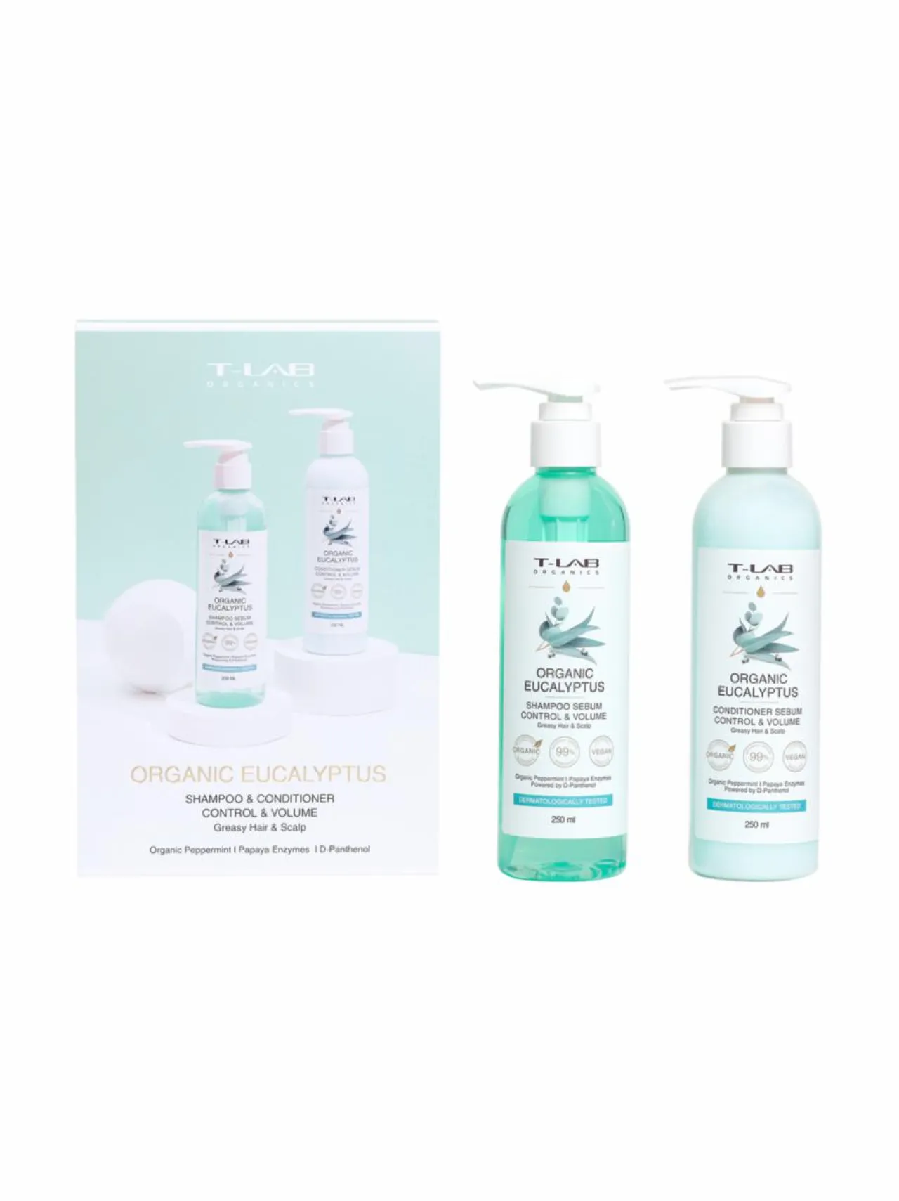 Hiustenhoitopakkaukset<T-LAB Professional Organic Eucalyptus Duo Set -hiustenhoitopakkaus, 2 tuotetta