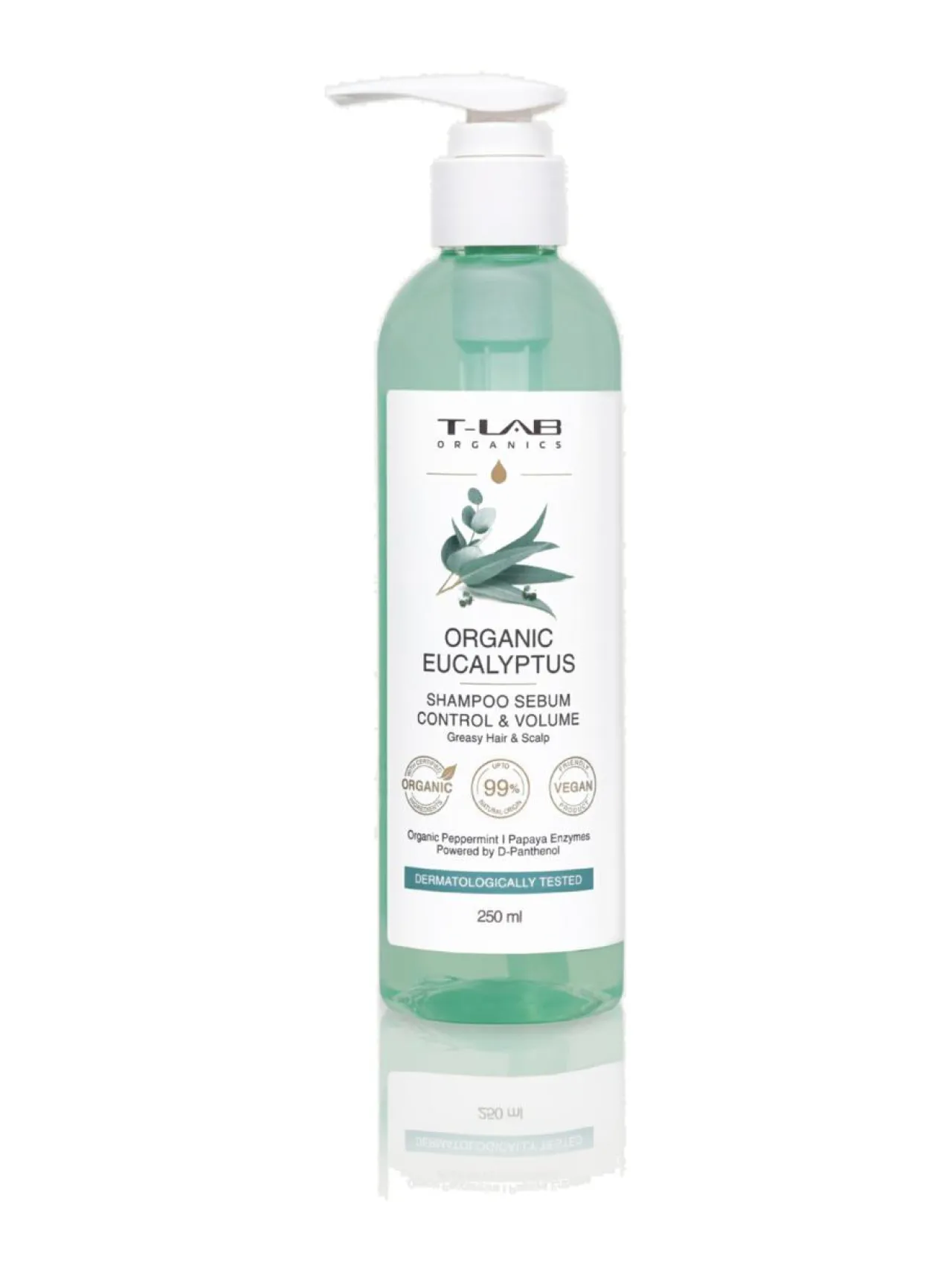 T-LAB Professional Organic Eucalyptus Sebum Control&Volume Shampoo -rasvoittuville hiuksille 250ml^ Hiustenhoito