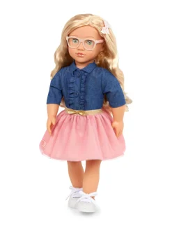 OUR GENERATION Nukke Emily farkkupaidassa ja pinkissä hameessa, 46 cm^ Nuket & Nuken Tarvikkeet