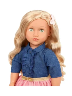 OUR GENERATION Nukke Emily farkkupaidassa ja pinkissä hameessa, 46 cm^ Nuket & Nuken Tarvikkeet