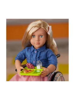 OUR GENERATION Nukke Emily farkkupaidassa ja pinkissä hameessa, 46 cm^ Nuket & Nuken Tarvikkeet