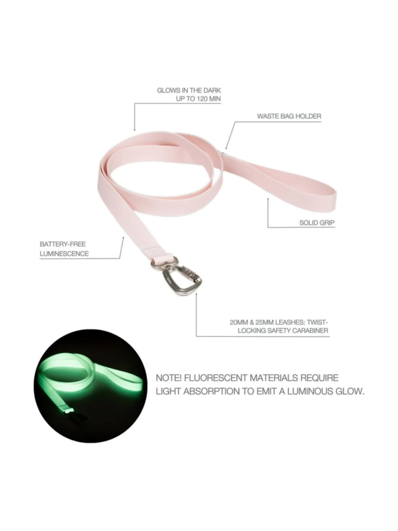 Kaulapannat Ja Talutushihnat<PAIKKA Glow Leash Pale Pink