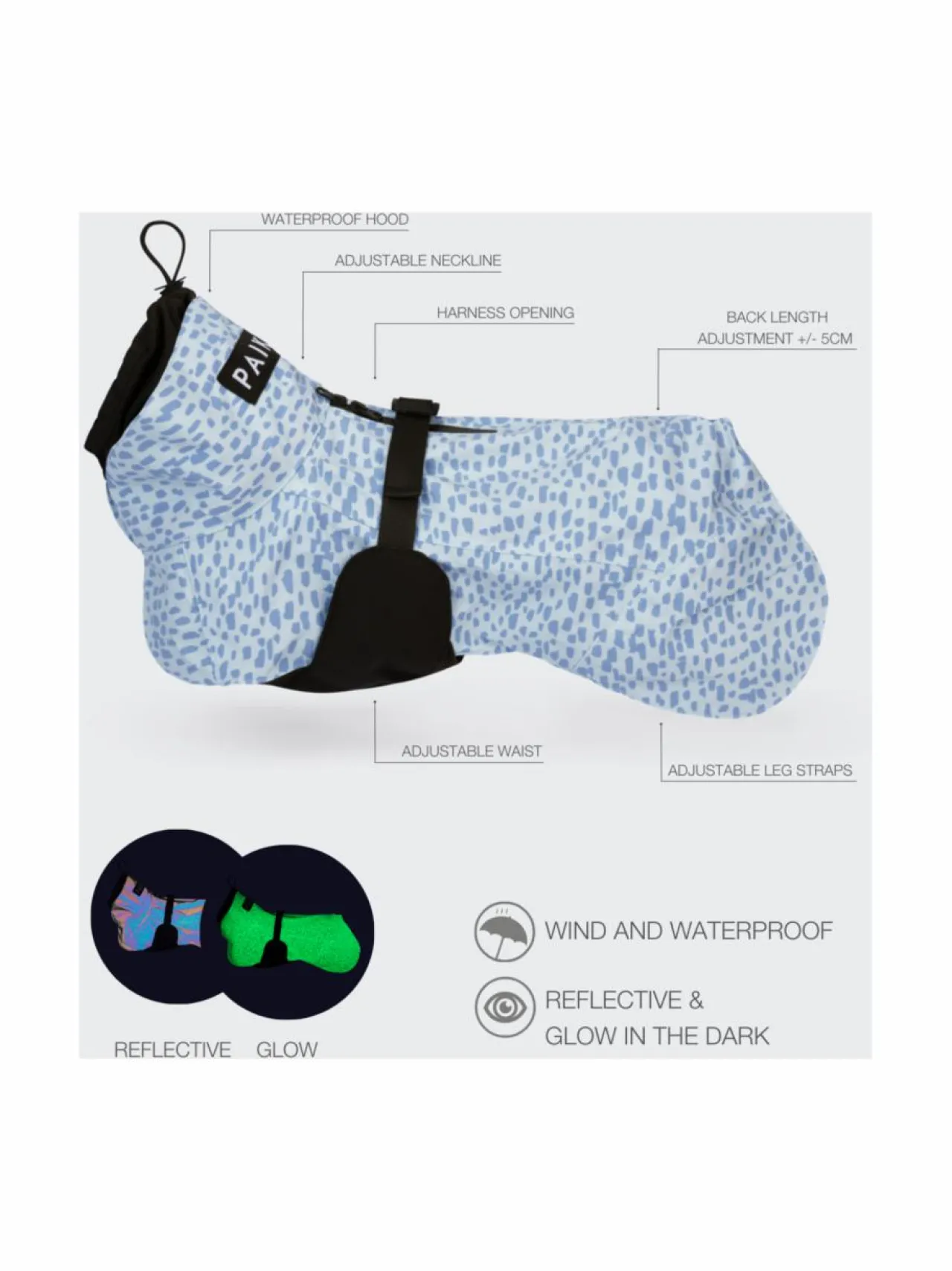 PAIKKA Raincoat 2.0 Baby Blue^ Koiran Vaatteet