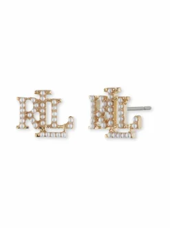 Lauren Ralph Lauren Pearl Logo -nappikorvakorut^ Korut