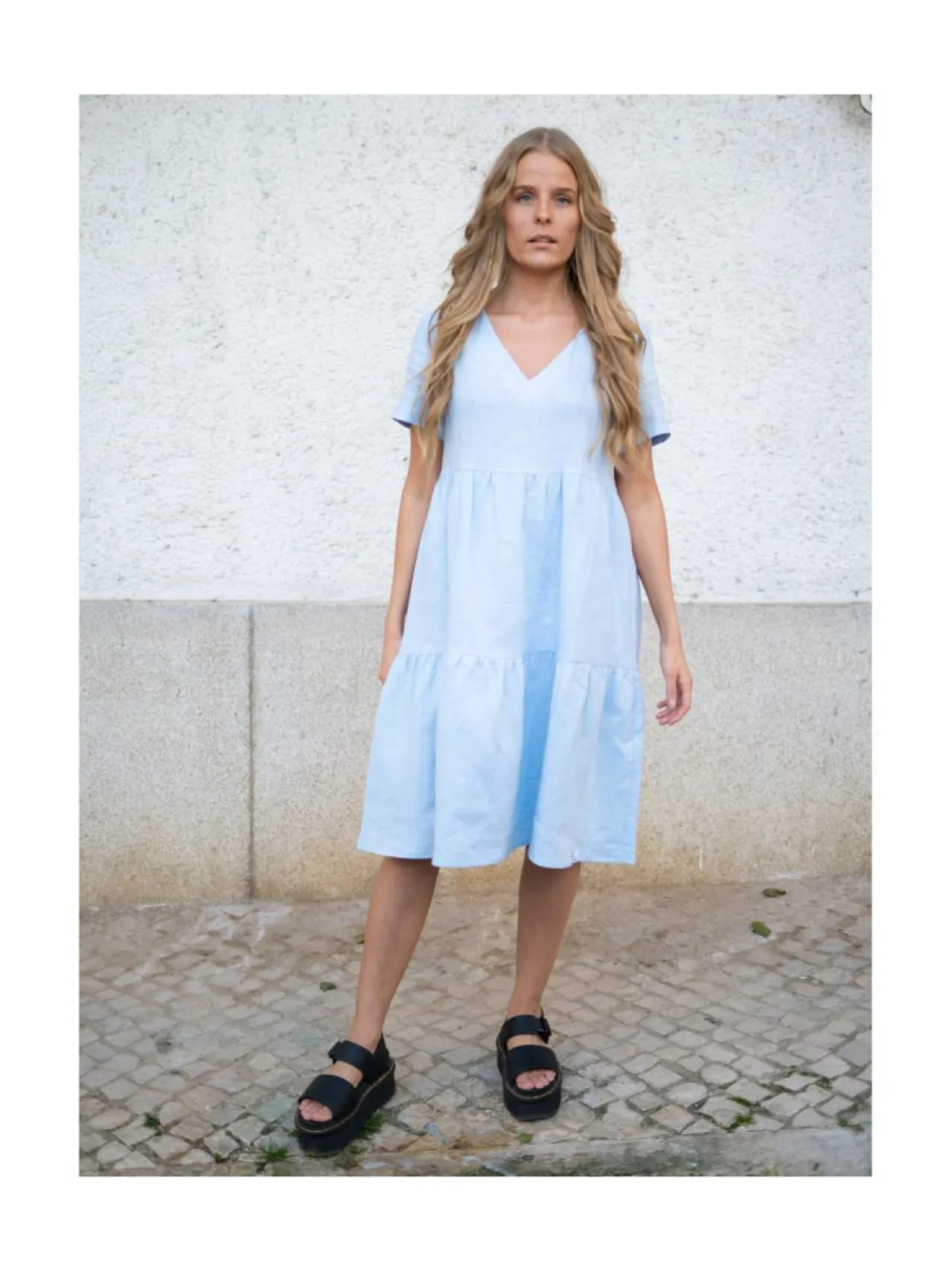 Nakoa Pellava Kerrosmekko, Sky Blue^ Mekot