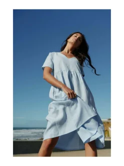 Nakoa Pellava Kerrosmekko, Sky Blue^ Mekot