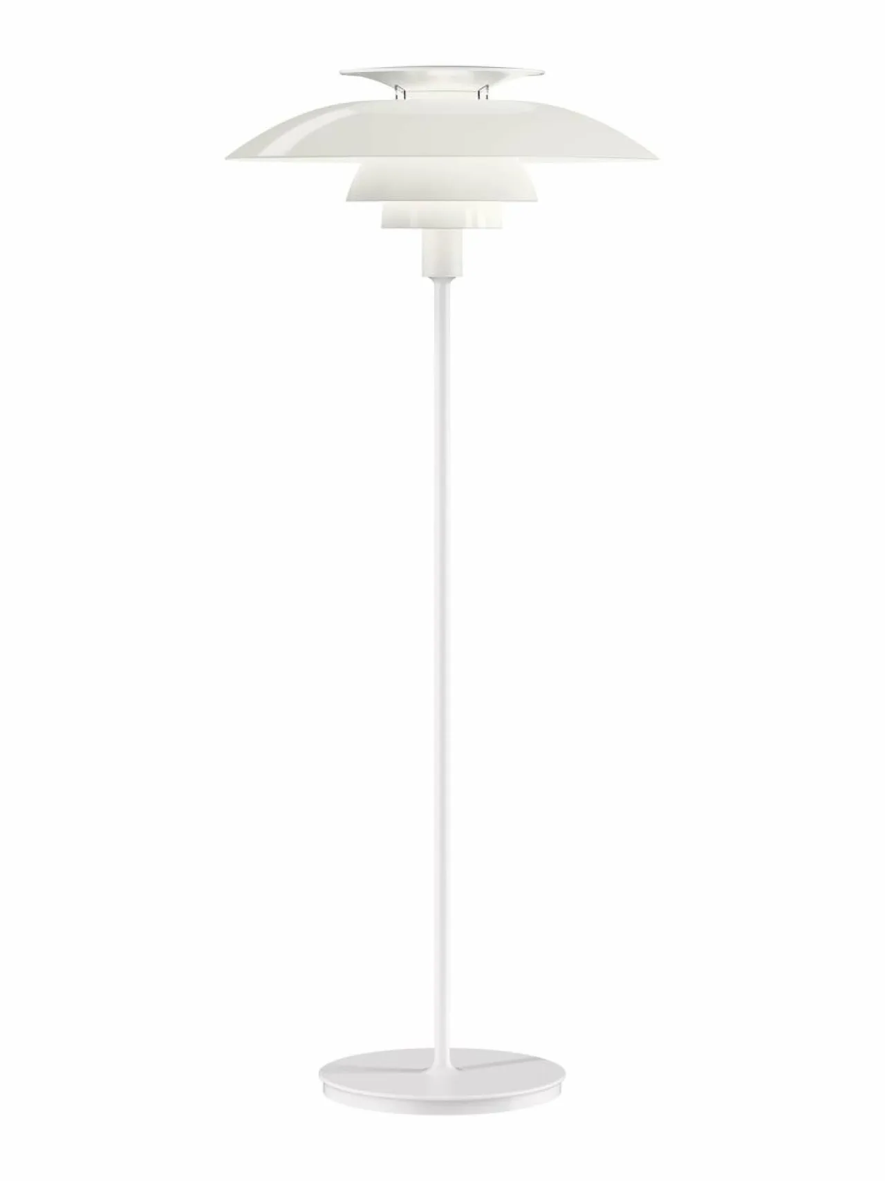 Lattiavalaisimet<Louis Poulsen PH 80 -lattiavalaisin OPAL ACRYLIC SHADE/WHITE STEM