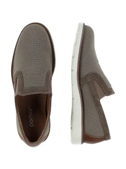 Kävelykengät & Loaferit<Pomar PIIPPO Miesten loaferit BEIGE TEXTILE/BROWN NAPPA