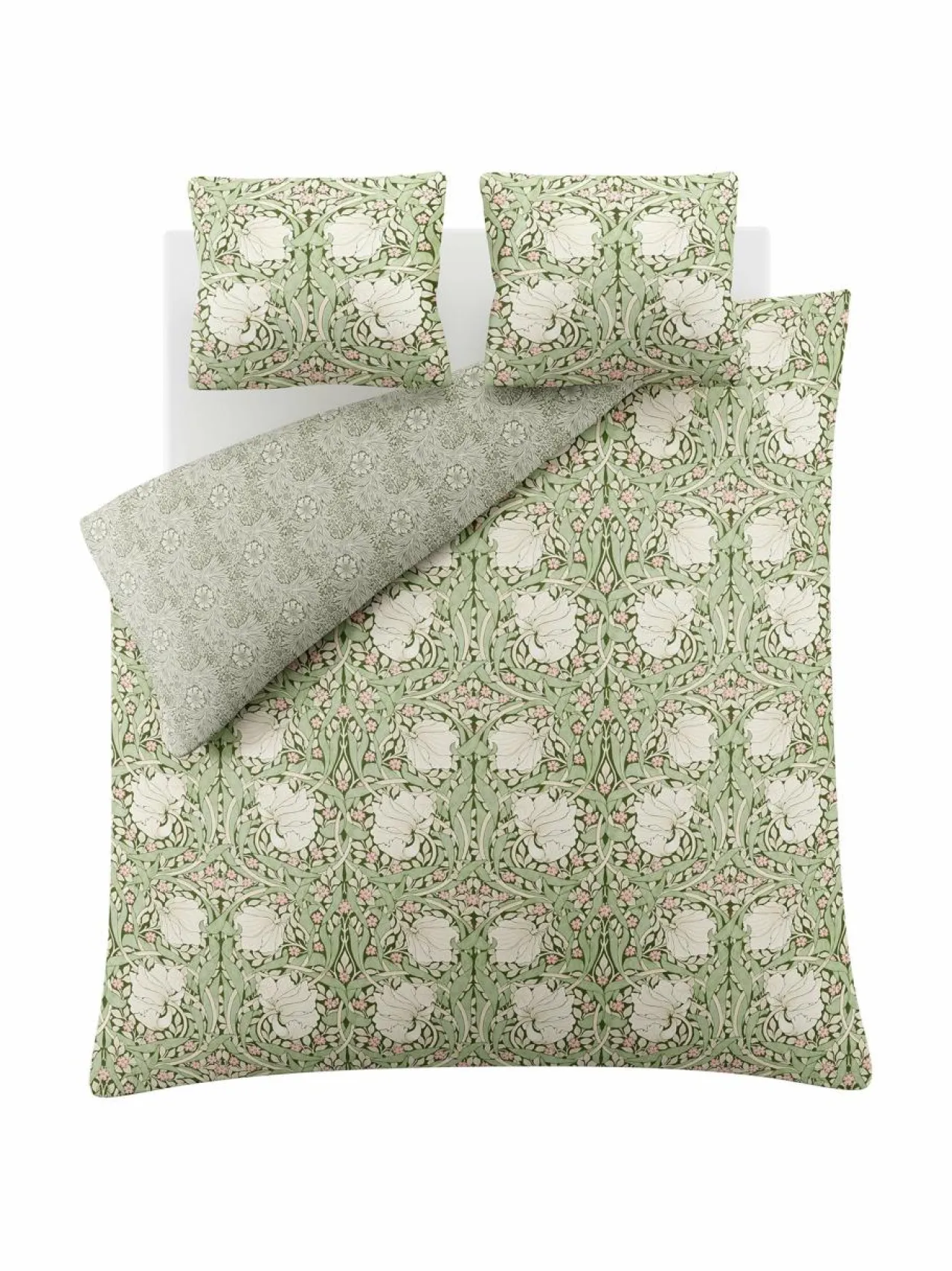 Liinavaatteet<William Morris At Home Pimpernel-satiinipussilakanasetti 30 FERN GREEN