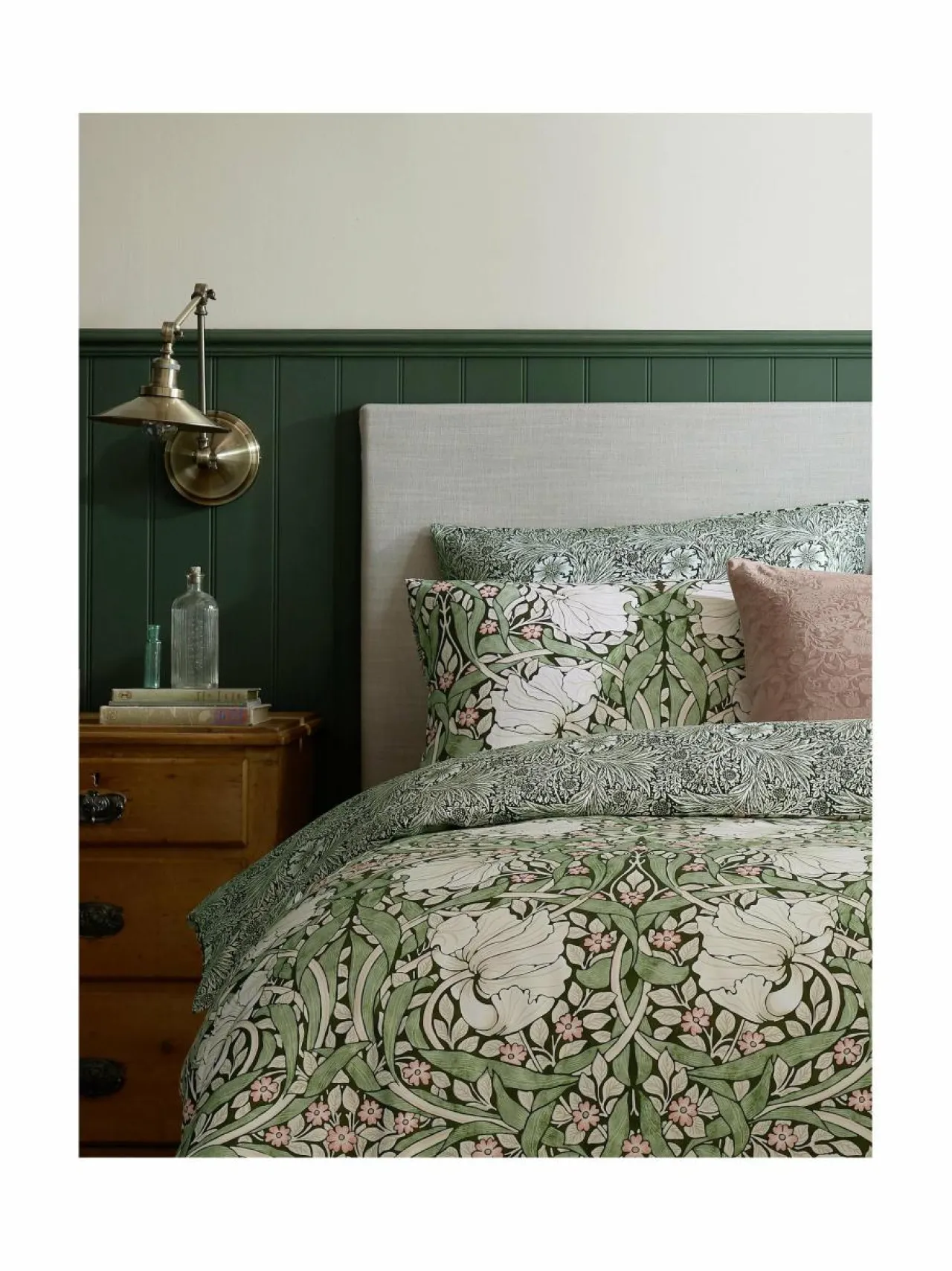 Liinavaatteet<William Morris At Home Pimpernel-satiinipussilakanasetti 30 FERN GREEN