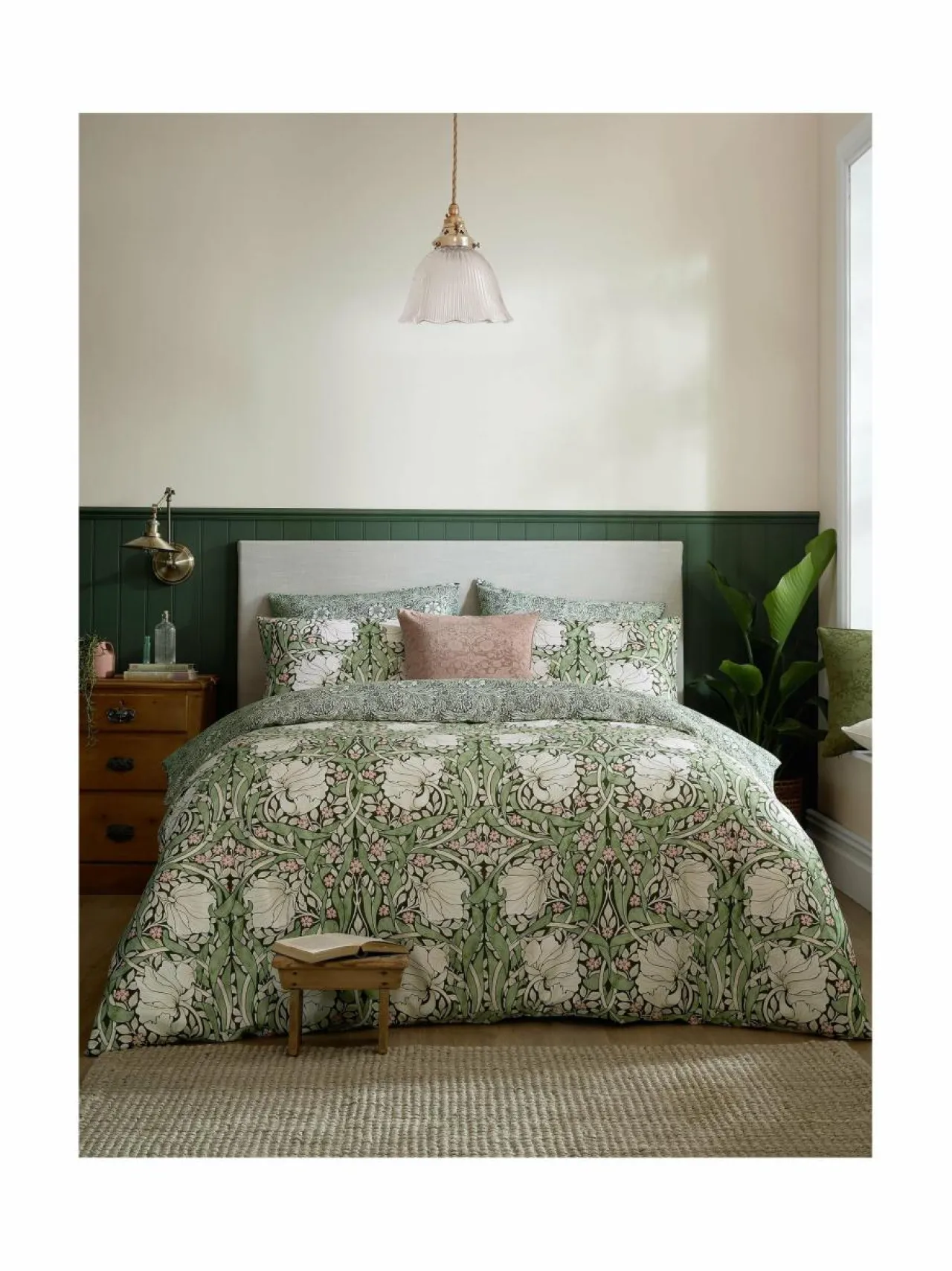Liinavaatteet<William Morris At Home Pimpernel-satiinipussilakanasetti 30 FERN GREEN