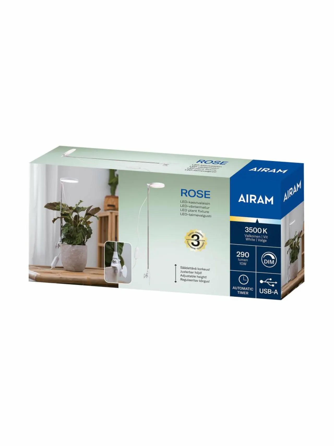 Lamput<Airam Plant Light Rose - kasvivalaisin 10W/735 290 lm USB WHITE