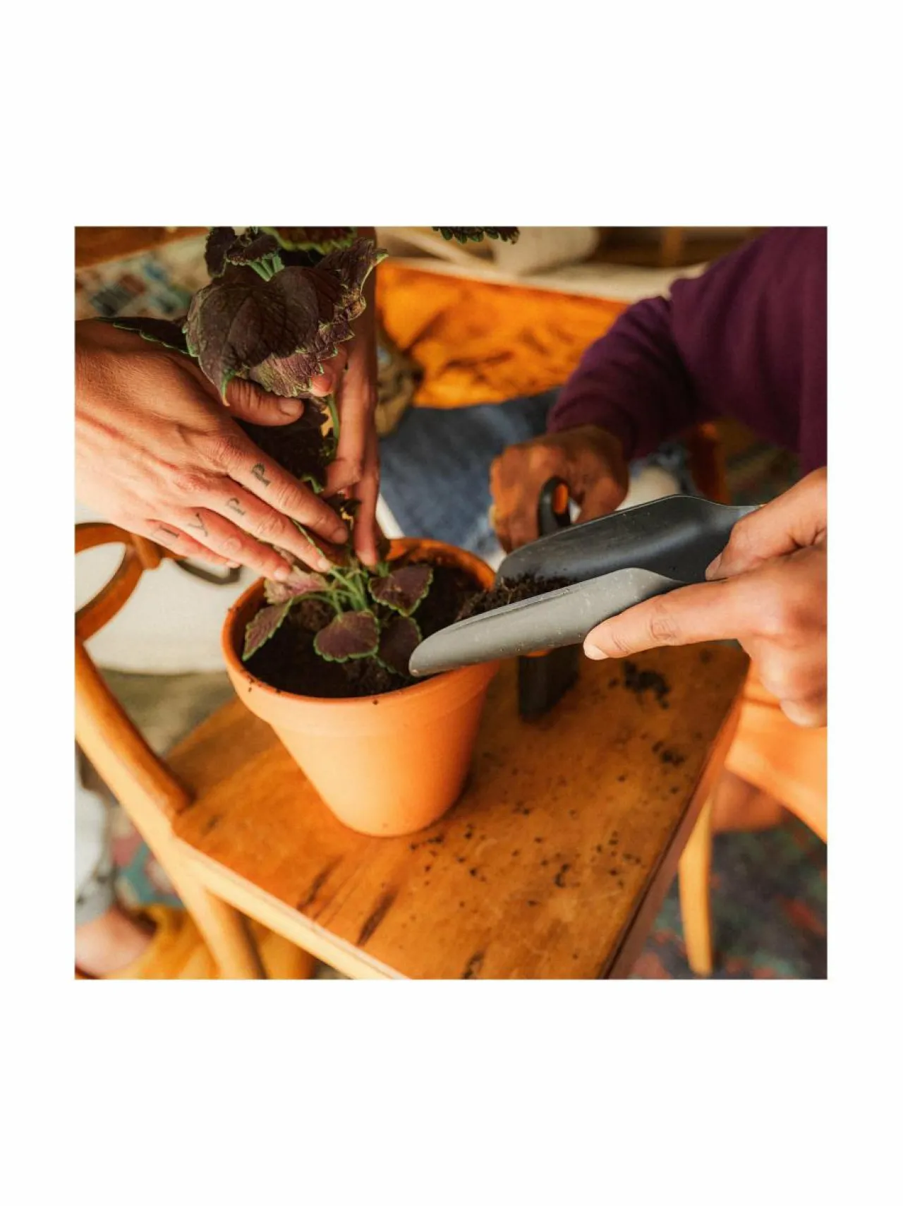 Työkalut<Fiskars Planting Set - multakauha ja harja BLACK