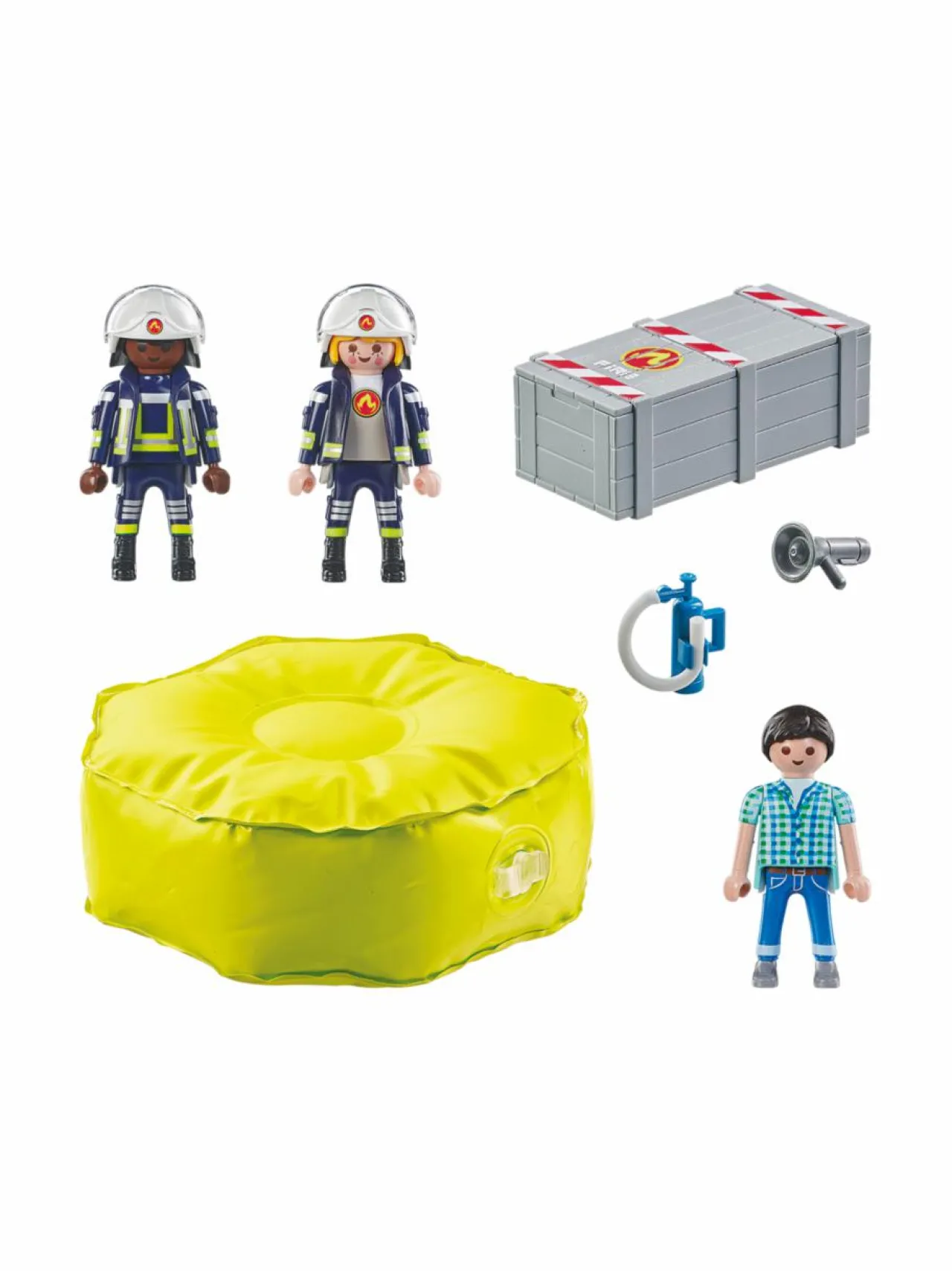 Rakennussarjat<PLAYMOBIL ACTION HEROES Palomies ilmatyynyaluksella 71465