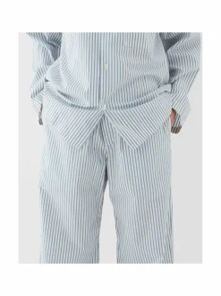 Yö- & Oloasut<Tekla Poplin Unisex -pyjamapaita PLACID BLUE STRIPES