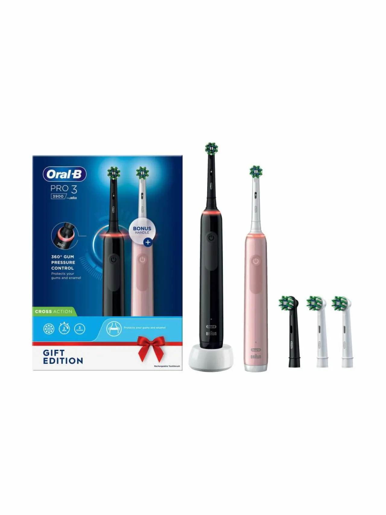 Oral-B PRO 3- sähköhammasharja tuplarungolla^ Hampaidenhoito