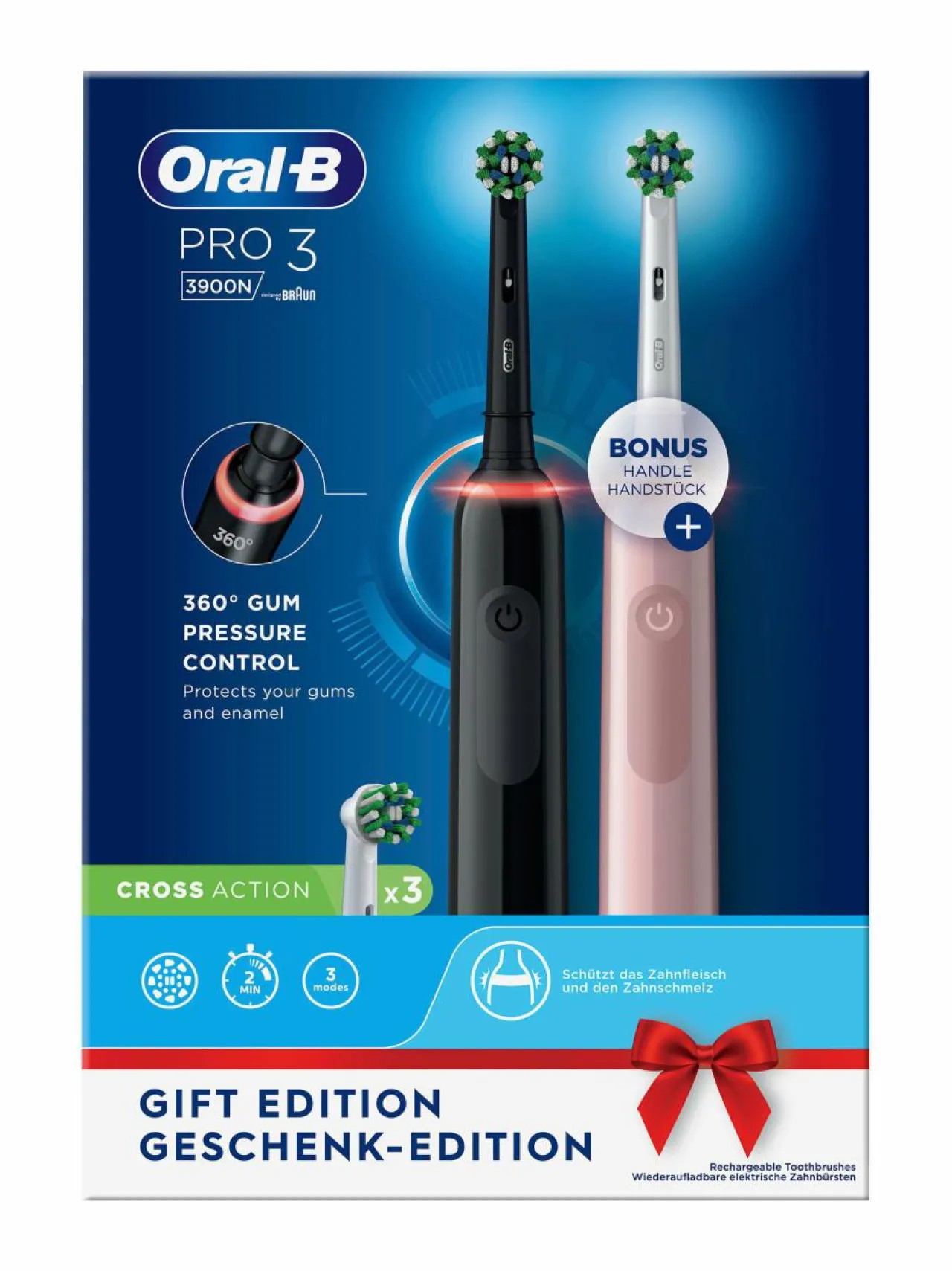 Oral-B PRO 3- sähköhammasharja tuplarungolla^ Hampaidenhoito