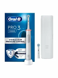 Hampaidenhoito<Oral-B PRO3- sähköhammasharja + matkakotelo WHITE