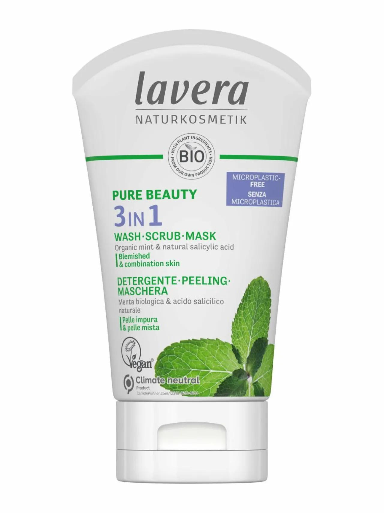 Kasvojenhoito<Lavera Pure Beauty 3IN1 Wash Scrub Mask -monitoimi puhdistusaine 125 ml