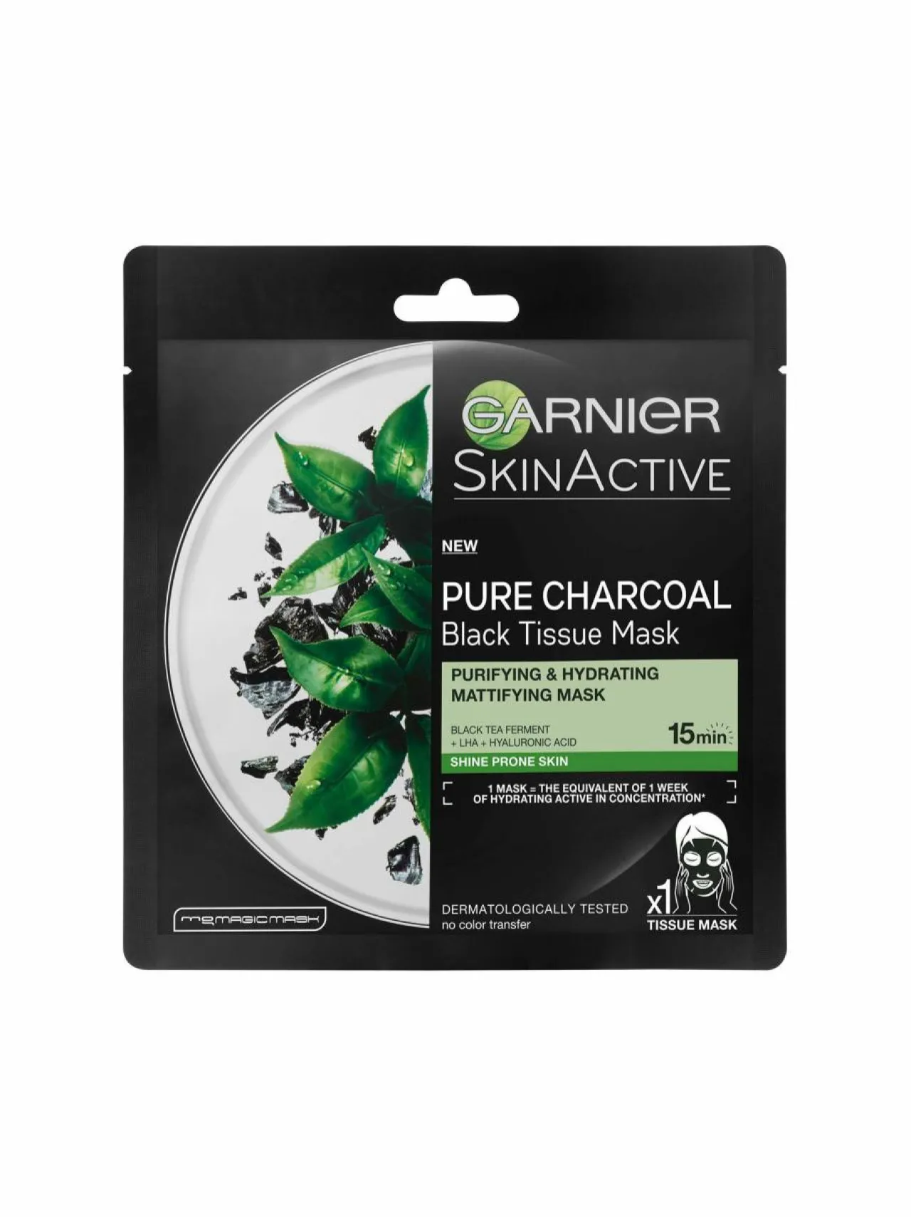 Garnier Pure Charcoal Black Sheet Mask-kasvonaamio 32 g^ Kasvojenhoito