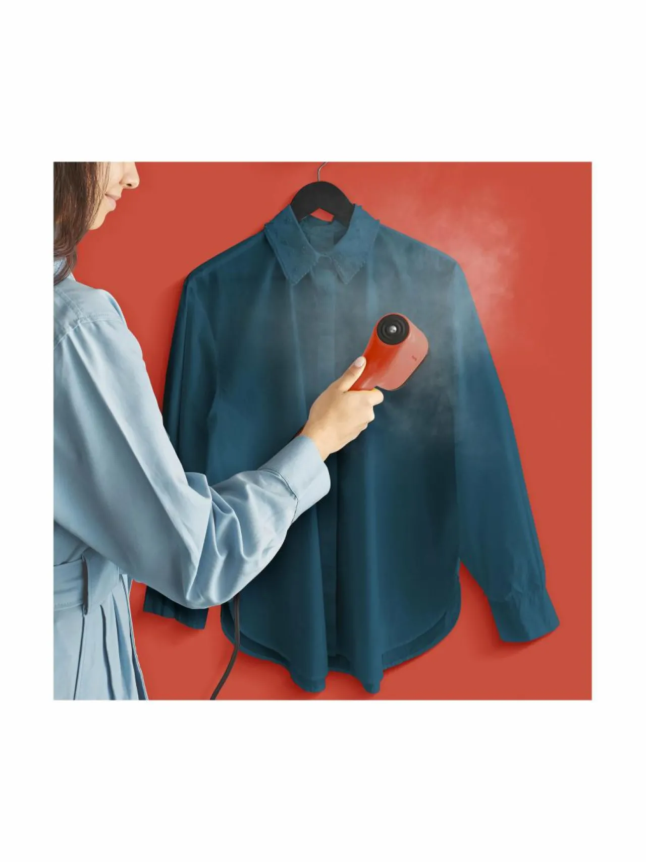 Pyykkihuolto<Tefal Pure Pop -tekstiilihöyrystin CORAL/RED
