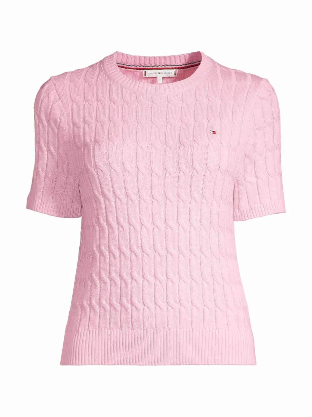 Neuleet<Tommy Hilfiger Puuvillainen palmikkoneule TOL CLASSIC PINK