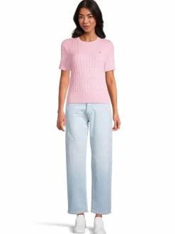 Neuleet<Tommy Hilfiger Puuvillainen palmikkoneule TOL CLASSIC PINK