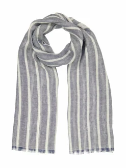 Huivit & Kaulaliinat<GANT Raidallinen pellavahuivi 401 DUSTY NAVY