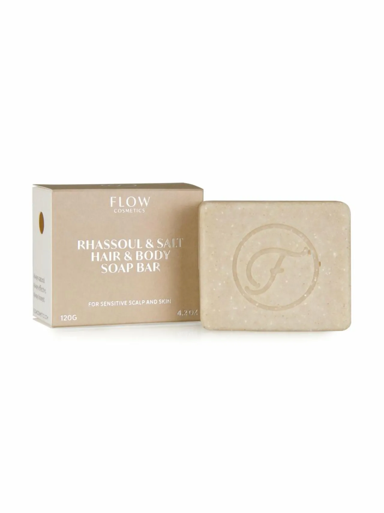 Hiustenhoito<Flow Cosmetics Rhassoul Salt Hair Body Shampoo Bar for Sensitive Scalp and Skin -luomusaippua 120 g