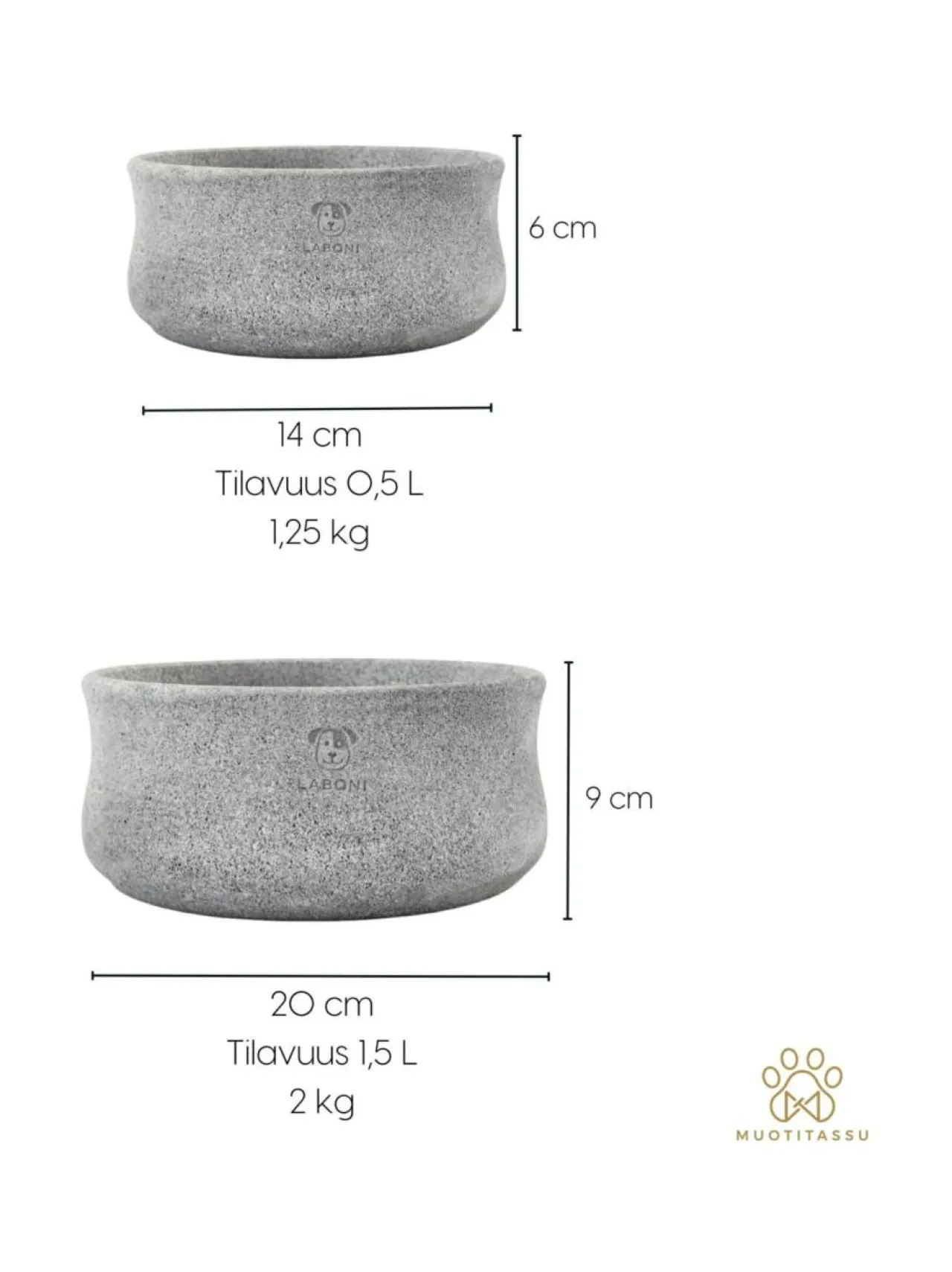 Laboni Rocky vuolukivi design ruokakulho - Harmaa^ Ruokakupit Ja -Tarvikkeet