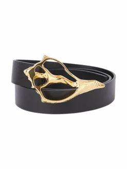 Vyöt<Rodebjer Shell Wide -nahkavyö BLACK GOLD