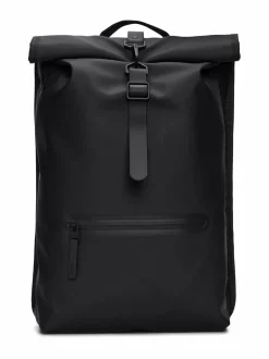 Reput|Reput<Rains Rolltop W3 - vedenkestävä reppu 01 BLACK