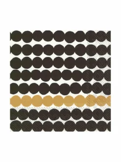 Keittiö- & Kattaustekstiilit<Marimekko Räsymatto-servetti 33 x 33 cm, 50 kpl MUSTA/KULTA
