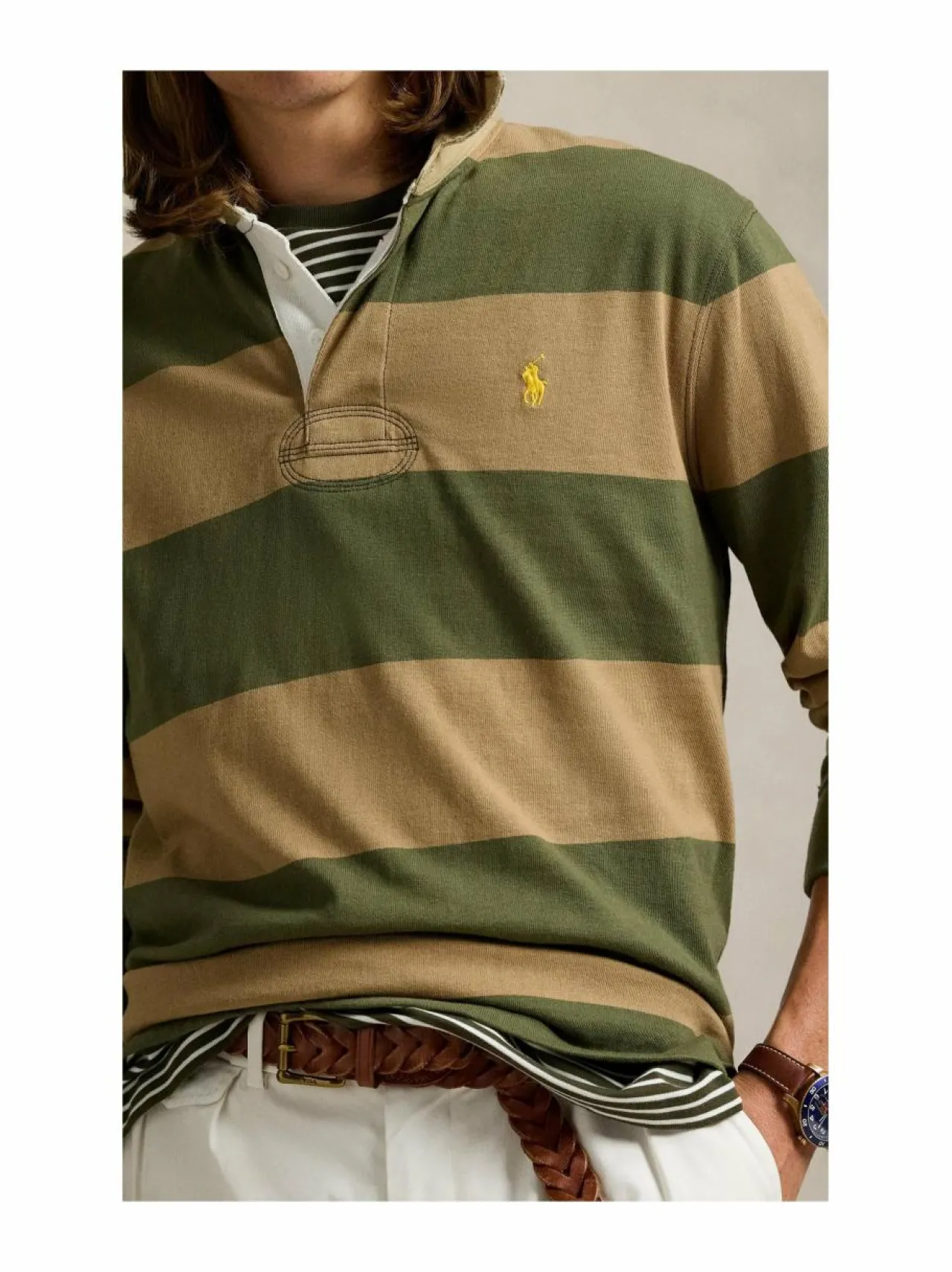Paidat<Polo Ralph Lauren Rugbypaita NEW OLIVE/MONTANA KHAKI