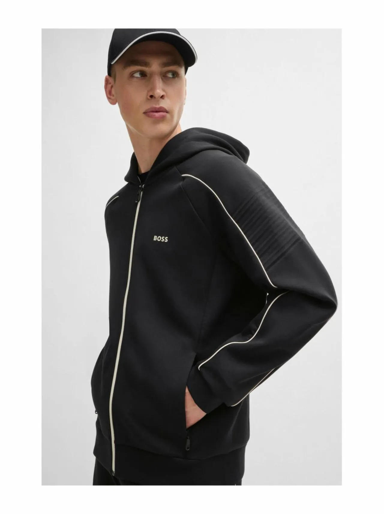 Paidat<BOSS Saggy-hupullinen collegetakki 001 BLACK