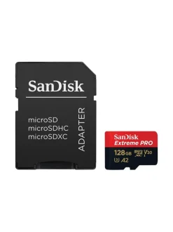 Kamerat<Sandisk Extreme Pro 128GB MicroSDXC (200MB/s) UHS-I (U3 / V30 / A2 / C10) muistikortti