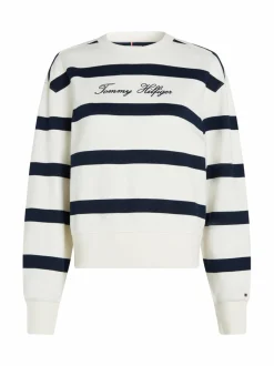 Paidat & Puserot<Tommy Hilfiger Curve Script Pique -collegepaita 0FG IVORY SILK/DARK NIGHT NAVY STP