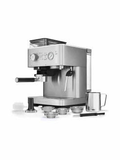 Kahvin- & Vedenkeittimet<KitchenAid Semi Auto Espresso KES6551 -puoliautomaattinen espressokone kahvimyllyllä STAINLESS STEEL