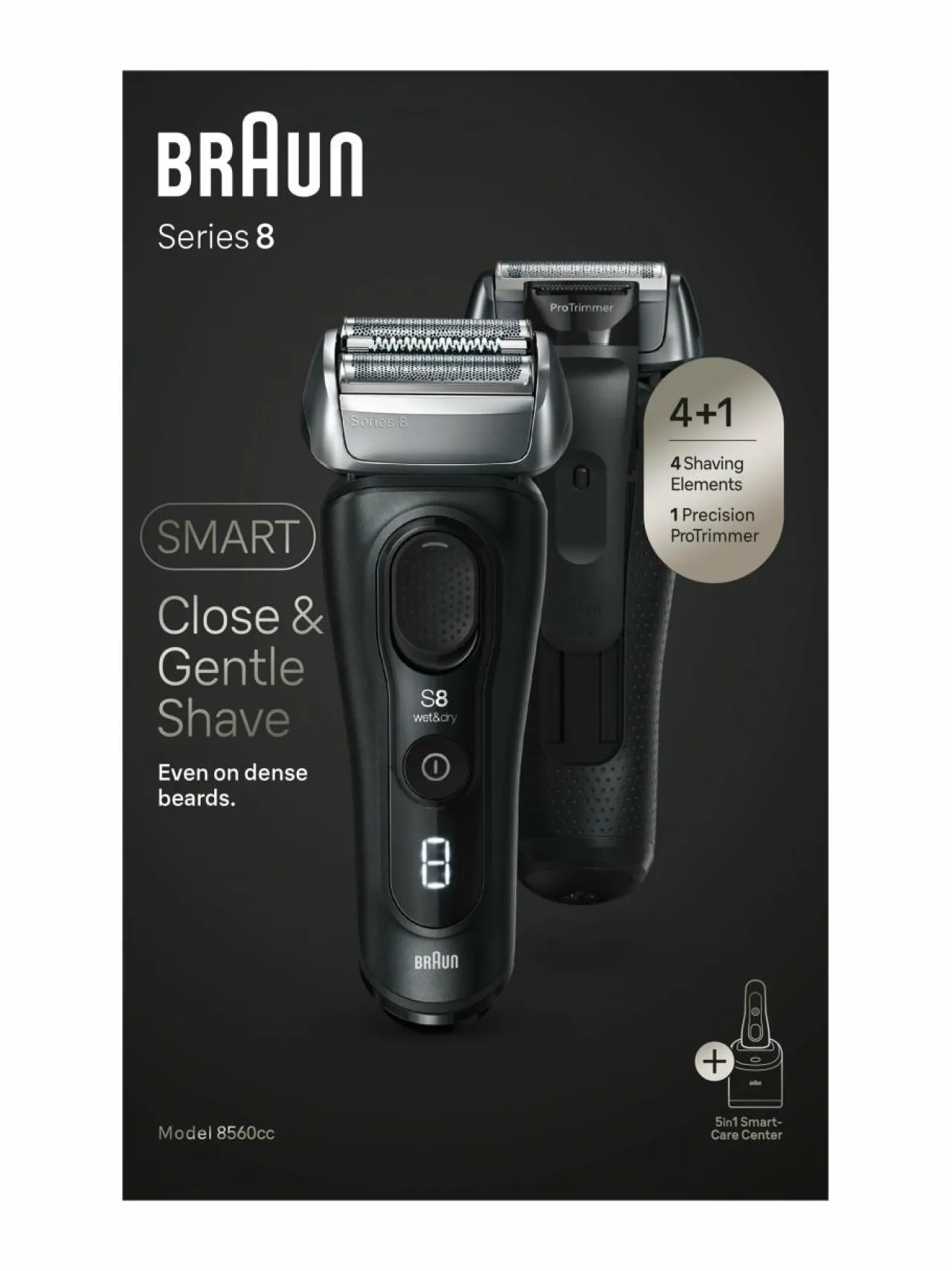 Ihokarvanpoisto<Braun Series 8 SmartCare -parranajokone BLACK