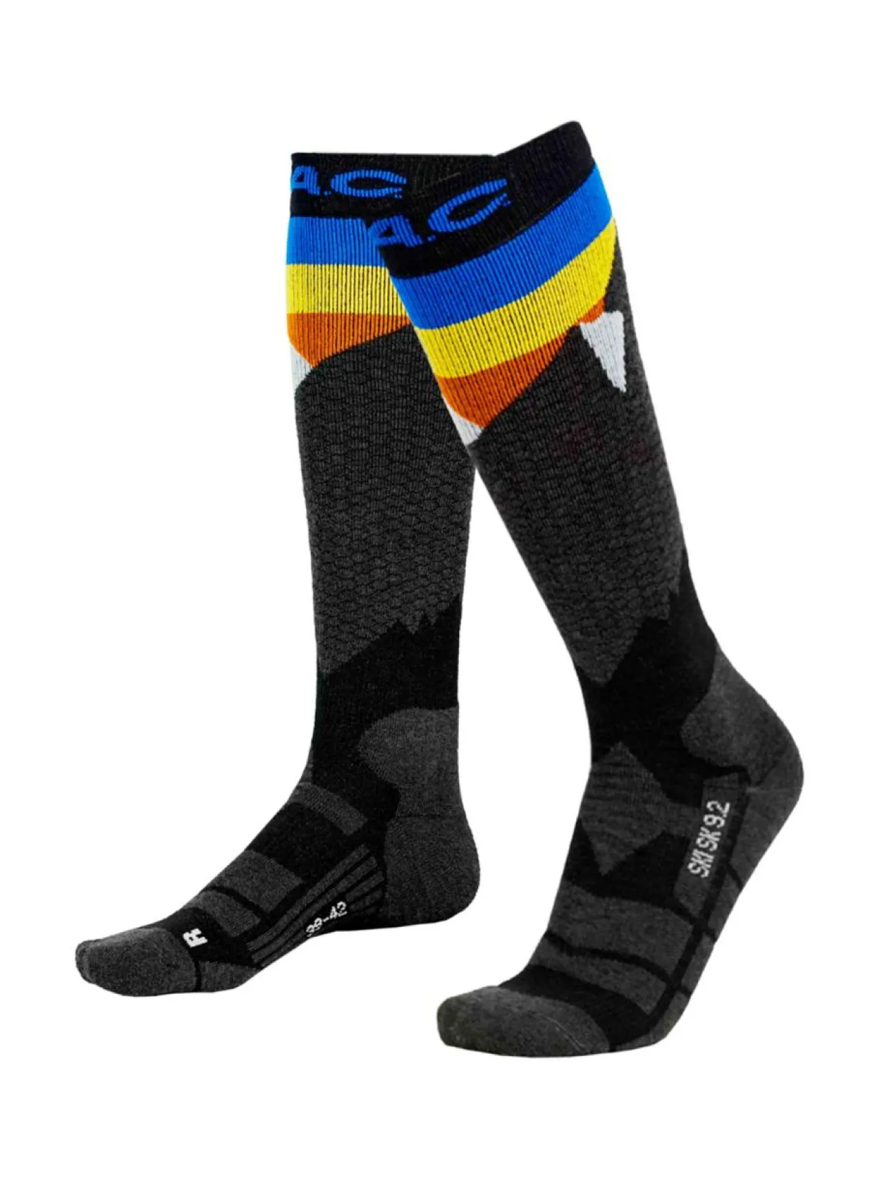 Urheiluasusteet<P.A.C. SK 9.2 Merino laskettelusukat HARMAA / SININEN