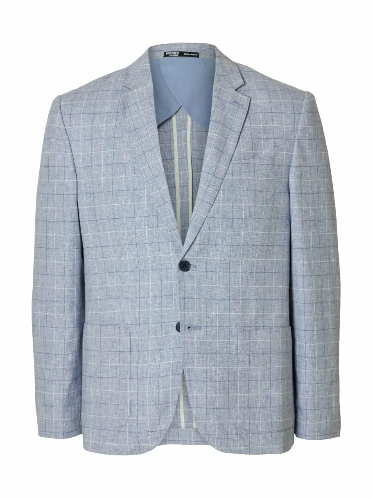 Bleiserit<Selected SlhReg Malik Sun - pellava-puuvillableiseri LIGHT BLUE CHECKS:BLUE CHECK
