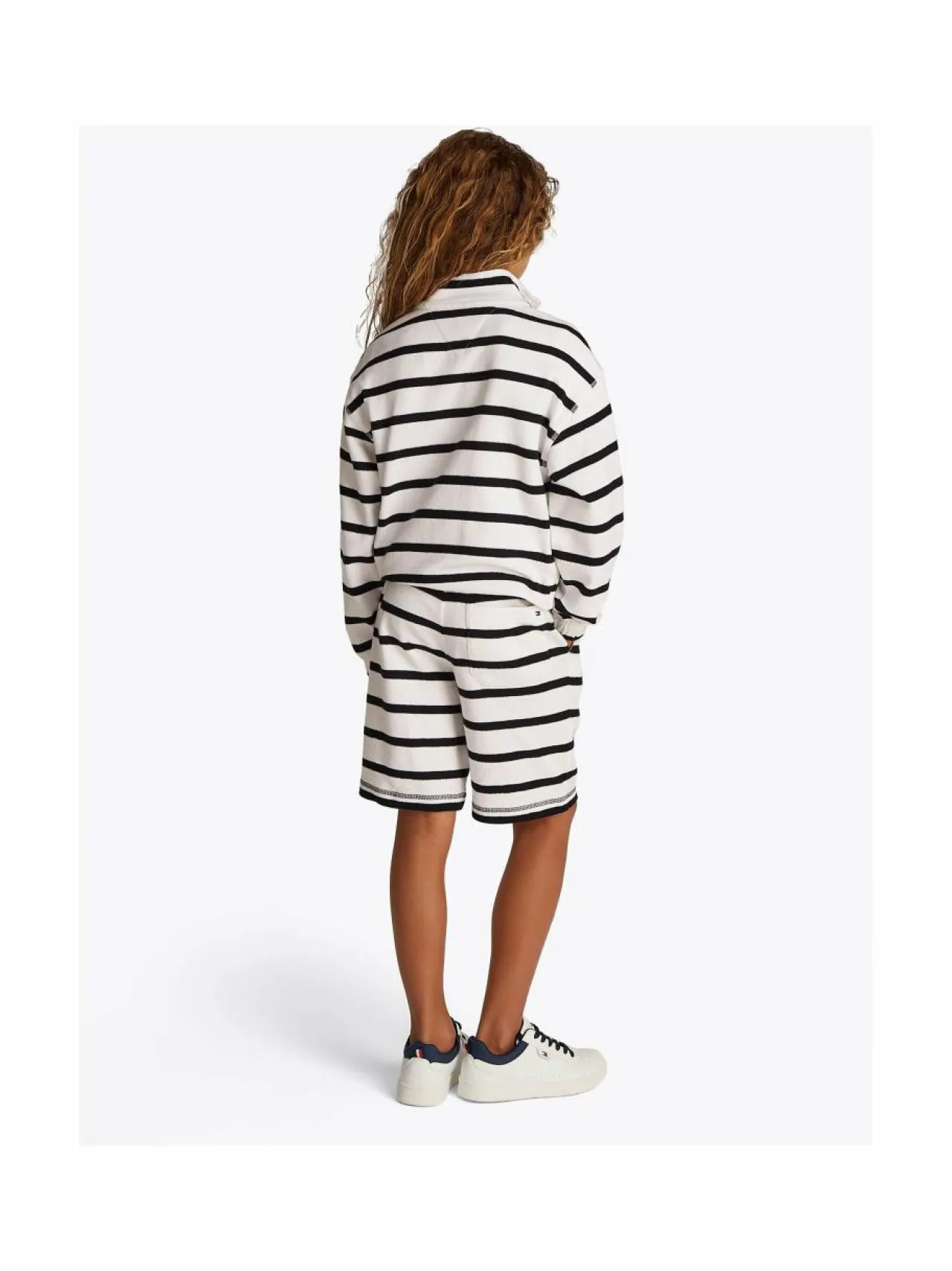 Shortsit<Tommy Hilfiger Slub Breton Stripe -shortsit 0FA WHITE NAVY BRETON STRIPE