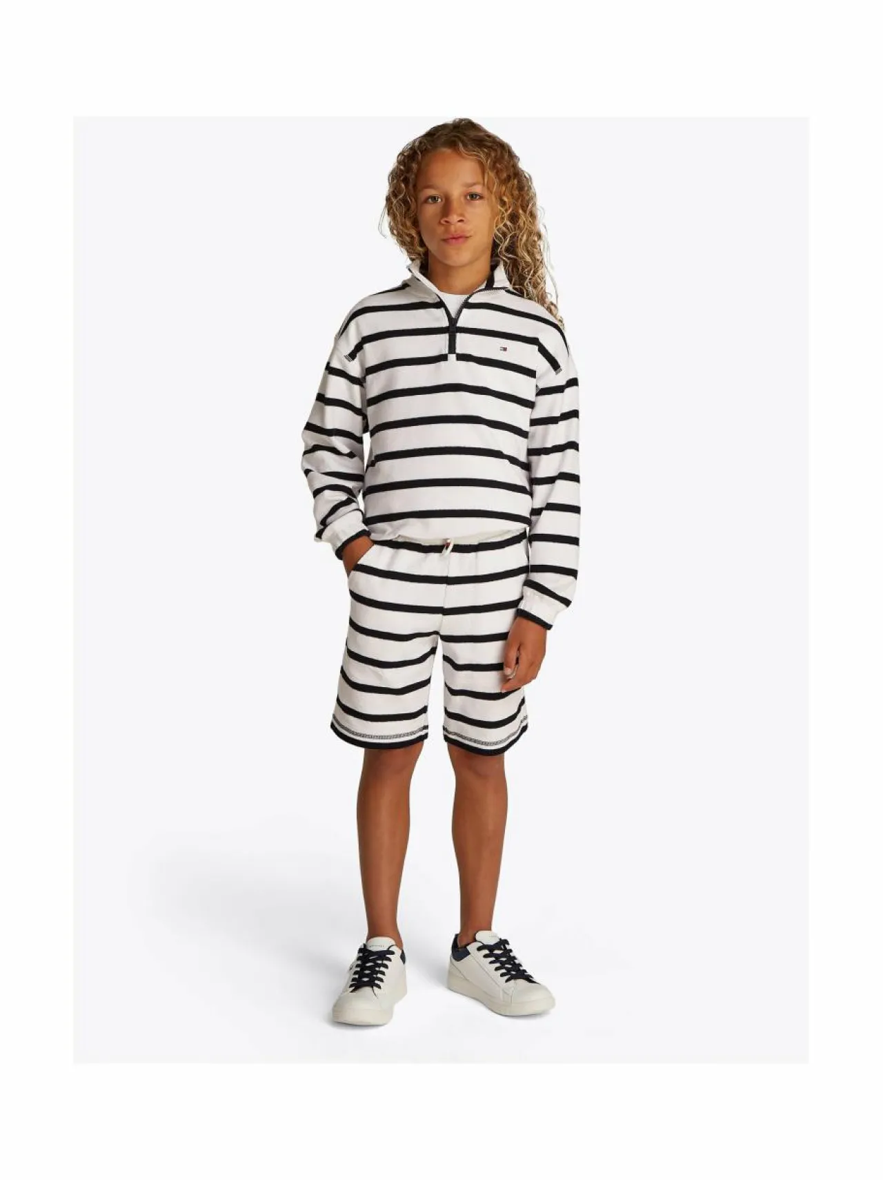 Shortsit<Tommy Hilfiger Slub Breton Stripe -shortsit 0FA WHITE NAVY BRETON STRIPE