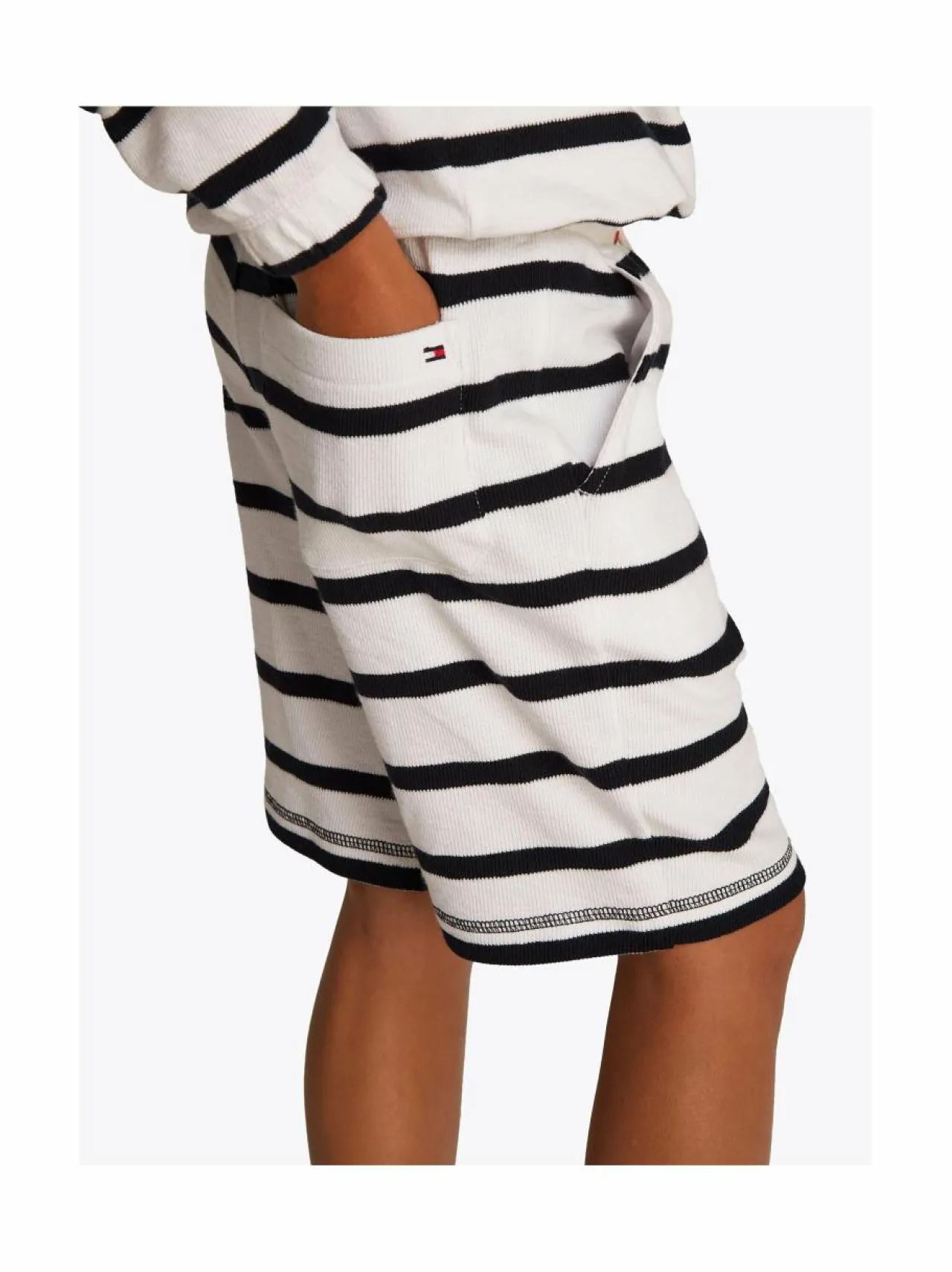 Shortsit<Tommy Hilfiger Slub Breton Stripe -shortsit 0FA WHITE NAVY BRETON STRIPE