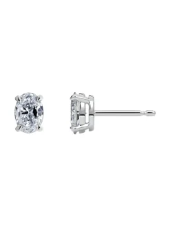 Korut<Macor Jewellery Soli Ovaali -timanttikorvakorut VALKOKULTA