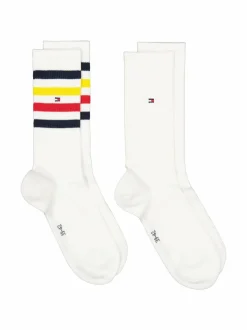 Sukat<Tommy Hilfiger Sport Stripe -sukat 2-pack 002 WHITE