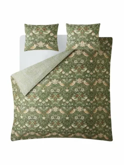 Liinavaatteet<William Morris At Home Strawberry Thief -satiinipussilakanasetti 34 NETTLE GREEN