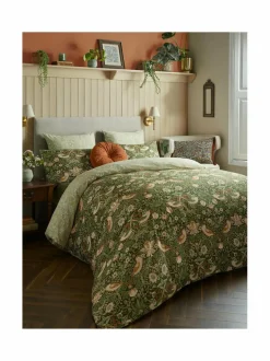 Liinavaatteet<William Morris At Home Strawberry Thief -satiinipussilakanasetti 34 NETTLE GREEN