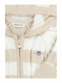 Bodyt & Potkupuvut<GANT Striped Cotton Cable -neulehaalari 291 LIGHT BEIGE MELANGE